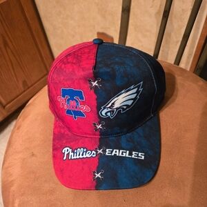 Philadelphia Eagles and Phillies Red and Blue Cap
